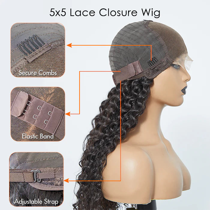 Allure Hair Deep Wave 5×5 Closure Wig 180% Density