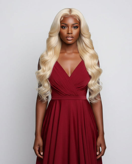 13×4 Lace Frontal Body Wave Human Hair Wig – #613 Blonde, 150% Density