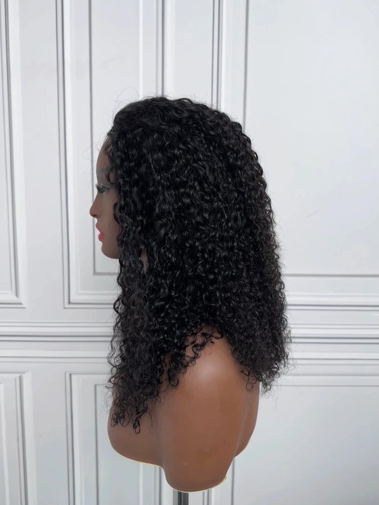 Allure Hair 16 to 22 Inch #1B Natural Black Messy Curly Half Wig – 180% Density