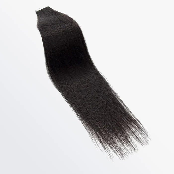 “Luxury Straight Tape-In Remy Hair Extensions, #1B Black”