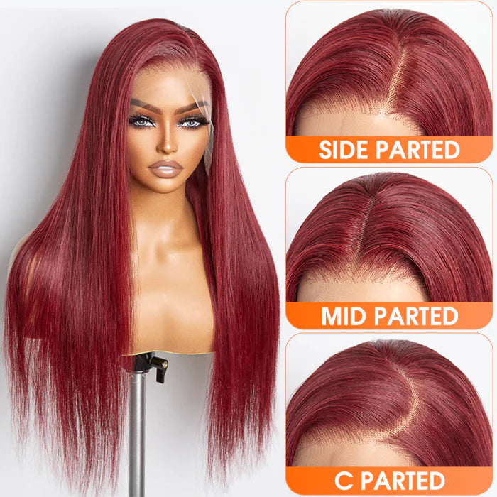 Allure Hair 24” Burgundy 13×4 Straight Lace Front Wig – 150% Density
