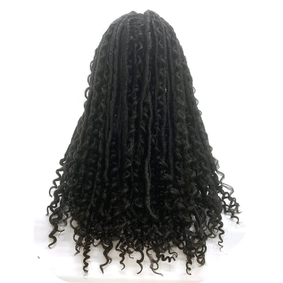 “Allure Hair 26” 4x4 Faux Goddess Locs Lace Closure Wig – Curly Braided, 200% Density, 100% Handmade”