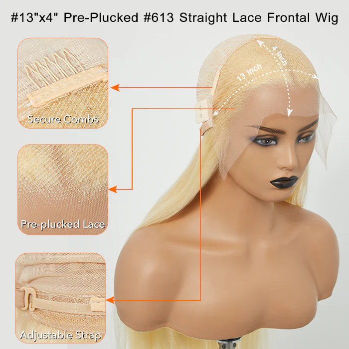 “Allure 13x4 Lace Front Wig – Blonde Straight #613, Full 200% Density, Pre-Plucked”