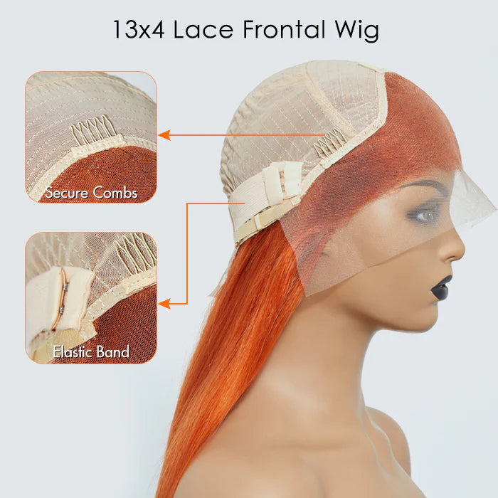 Ginger Straight Lace Front Wig 24” – 13×4, Pre-Plucked, 150% Density Human Hair