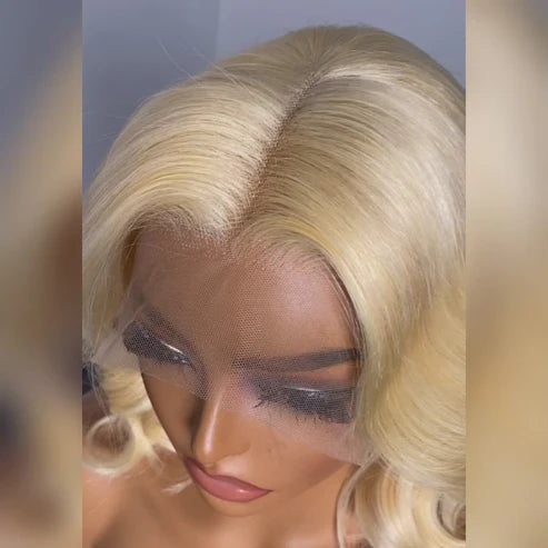 #613 13x4 Pre-Plucked Lace Front Body Wave Bob Wig 150% Density