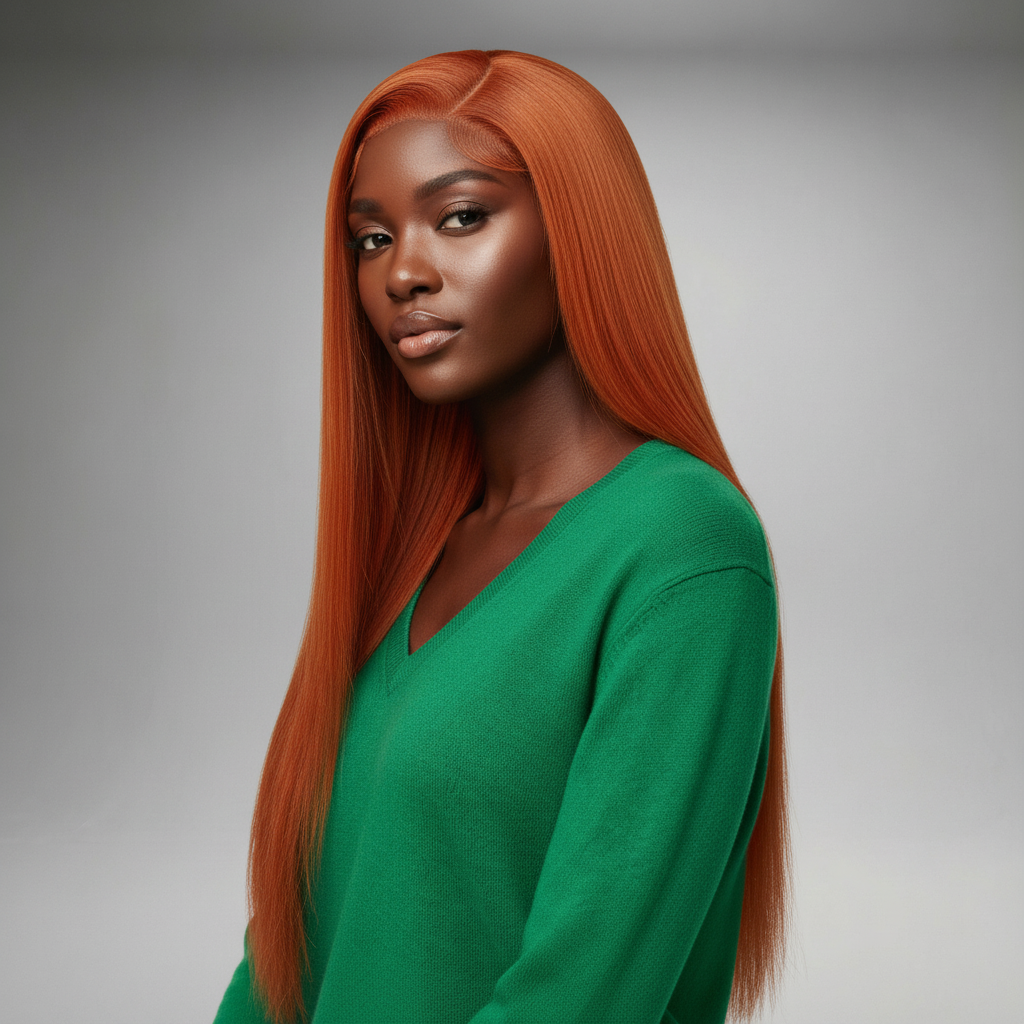 Ginger Straight Lace Front Wig 24” – 13×4, Pre-Plucked, 150% Density Human Hair