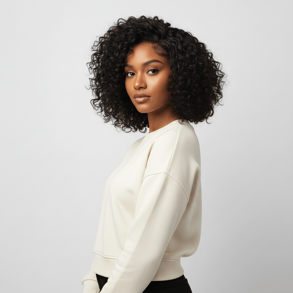 Glueless Minimalist HD Lace Wig – Left C Part Loose Wave, Bouncy Style