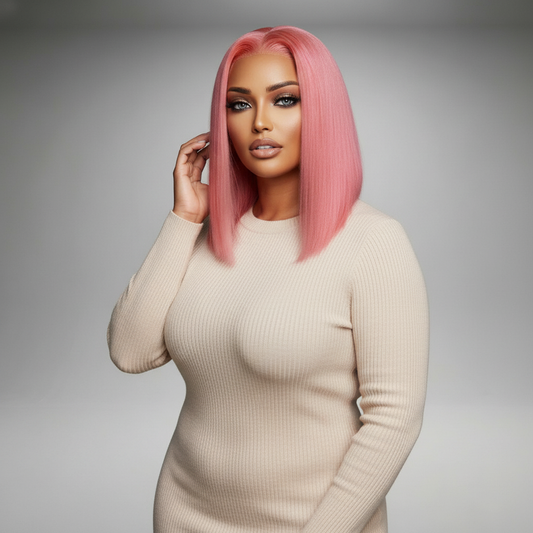 Pink Straight Bob Wig 13×4 – Pre-Plucked, 150% Density Human Hair